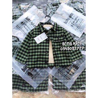 Áo Khoác Bé Trai Kiểu Overshirt Kẻ Xanh ZR