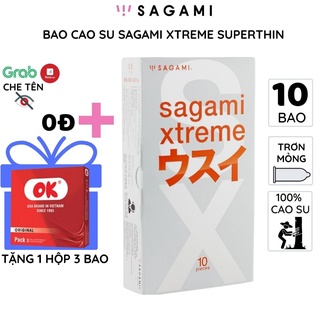 Bao cao su Sagami Superthin Xtreme 10 bao/hộp mỏng trơn chống tuột kéo dài thời gian