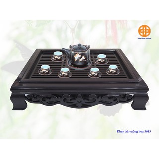 Khay nhựa giả gỗ đựng cốc chén hoa có chân việt nhật