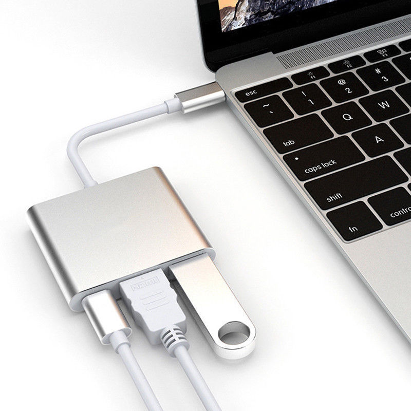 Cáp chuyển cổng 3 trong 1 Type C Usb 3.1 sang Usb-C 4k Hdmi Usb 3.0 thích hợp cho for ip 8 7 7 Plus 6s laptop táo Pro