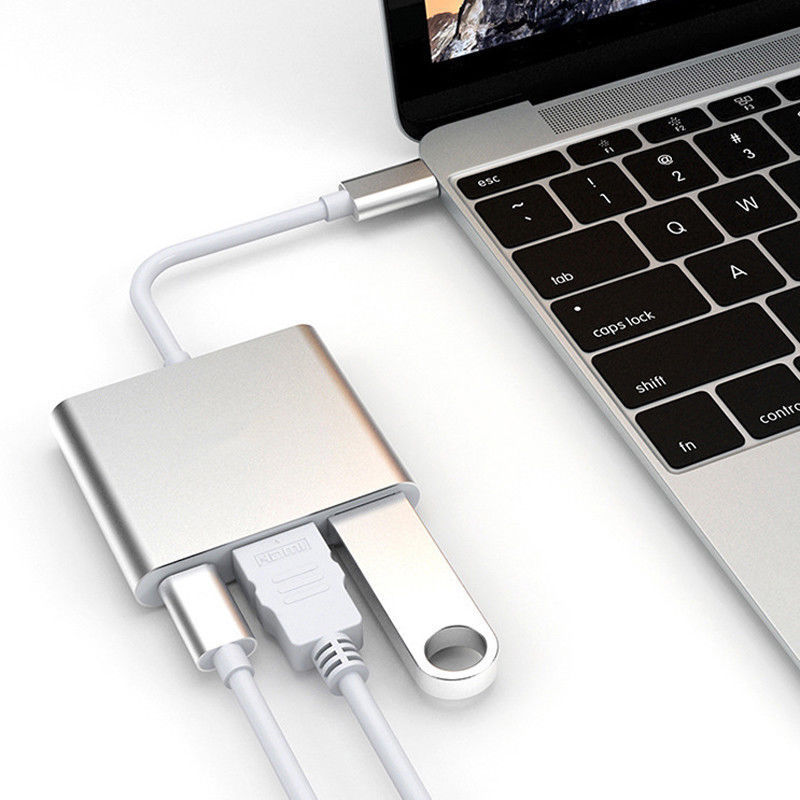 Cáp chuyển cổng 3 trong 1 Type C Usb 3.1 sang Usb-C 4k Hdmi Usb 3.0 thích hợp cho Iphone 8 7 7 Plus 6s Macbook Pro