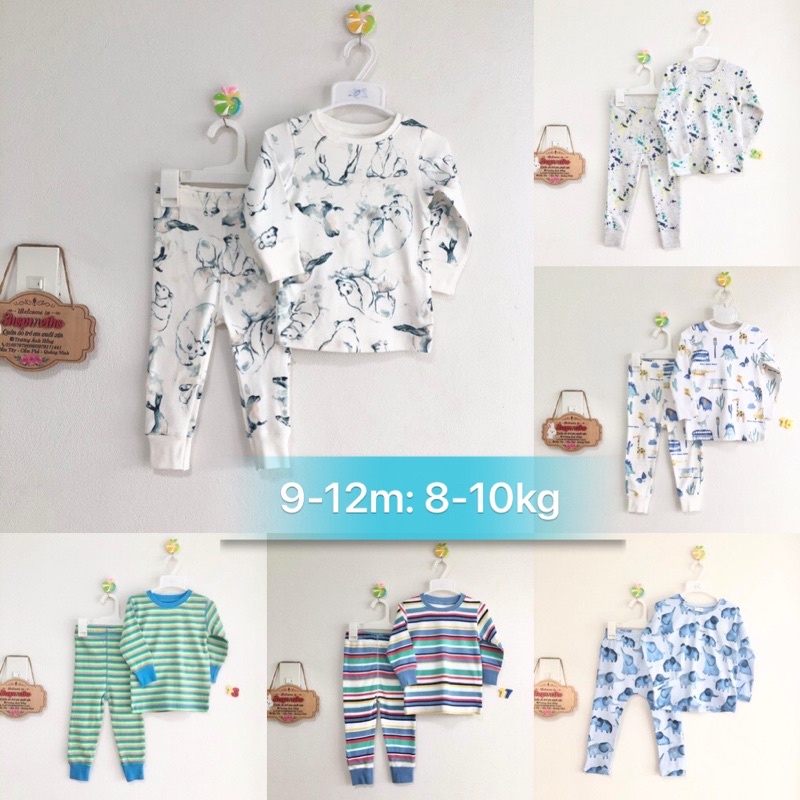 Bộ dài tay thu đông bé trai bé gái size 9-12m (8-10kg) xuất dư chất cotton mềm mại