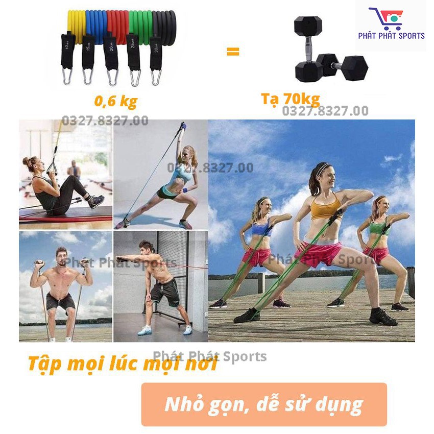 Combo dụng cụ tập gym tại nhà dây ngũ sắc + dụng cụ chống đẩy đa năng