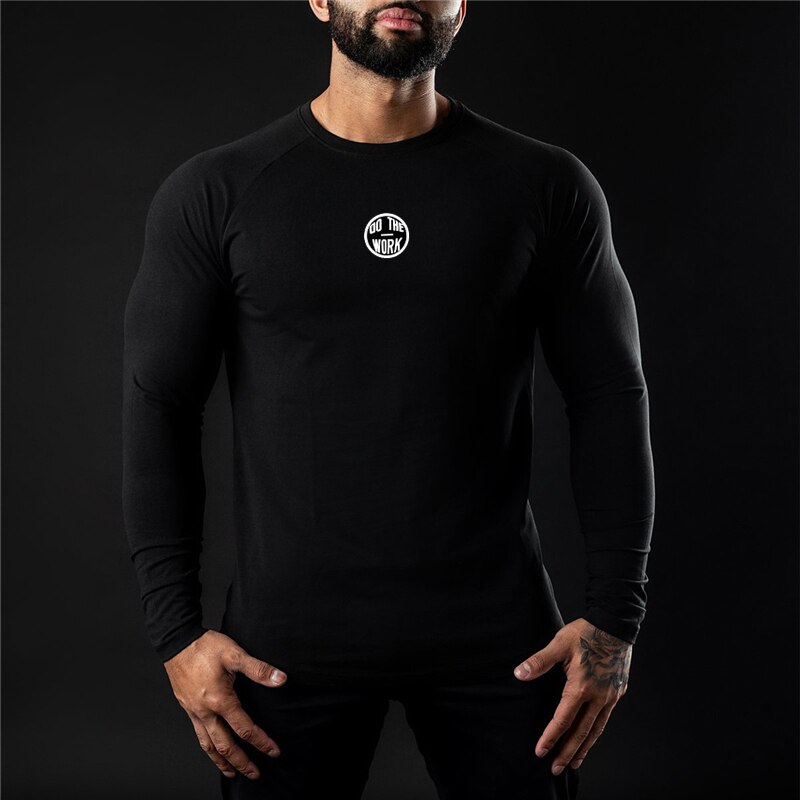 Brand Men's Gym Casual Fitness Fashion Long Sleeve Bodybuilding Breathable Sports Autumn and Winter Trend Slim Sports T Shirt