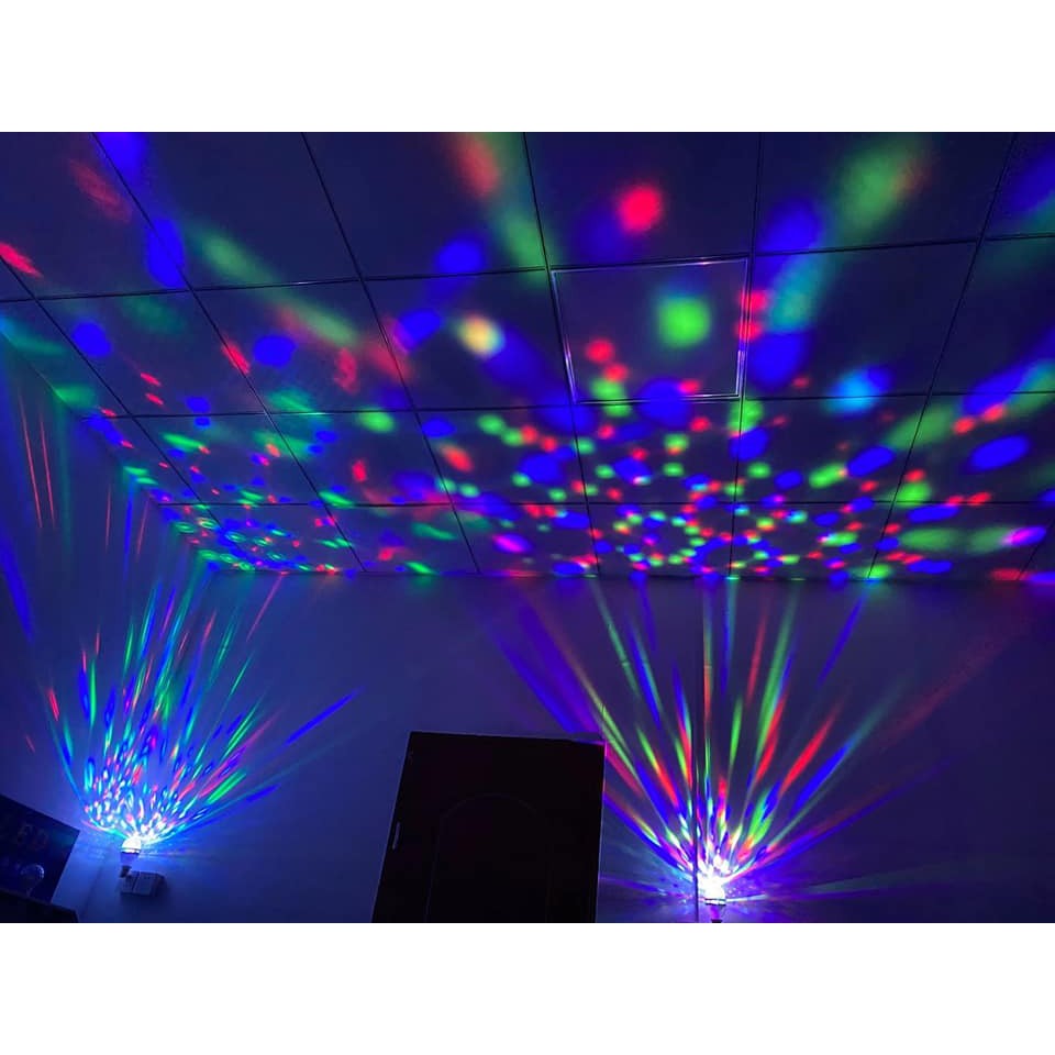Đèn LED cầu xoay Hào quang 7 màu , Đèn cầu Sao tặng đui đèn công tắc