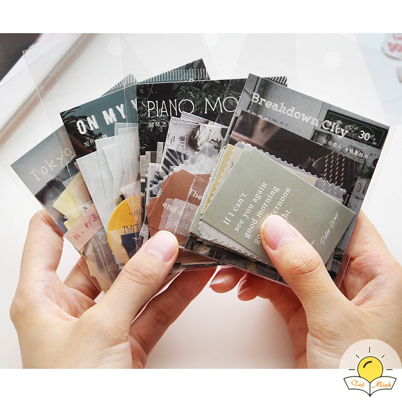 Bộ 30 tấm giấy ghi thông điệp trang trí sổ tay/nhật ký/album phong cách Post card Tuệ Minh