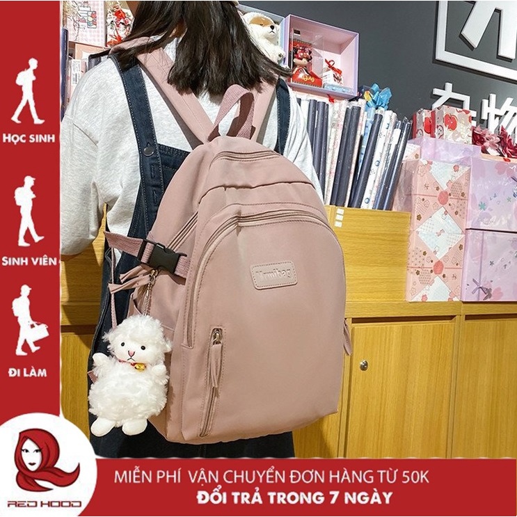 Balo nam nữ vải dù mịn ulzzang đi học thời trang nhiều ngăn đựng giá rẻ dễ thương basic REDHOOD