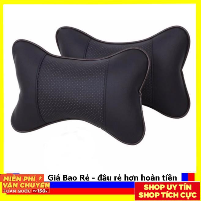 Gối kê cổ bọc da PU cho xe ôtô, xe hơi chống mỏi (màu đen/Màu be)