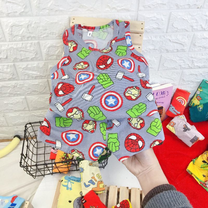 {7-18kg} Bộ ba lỗ bé trai chất cotton co giãn 4c (nhiều hình)