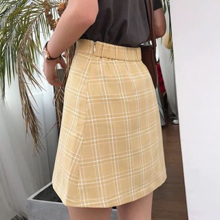 Chân váy kẻ ullzang dáng A pastel ( có ảnh thật )