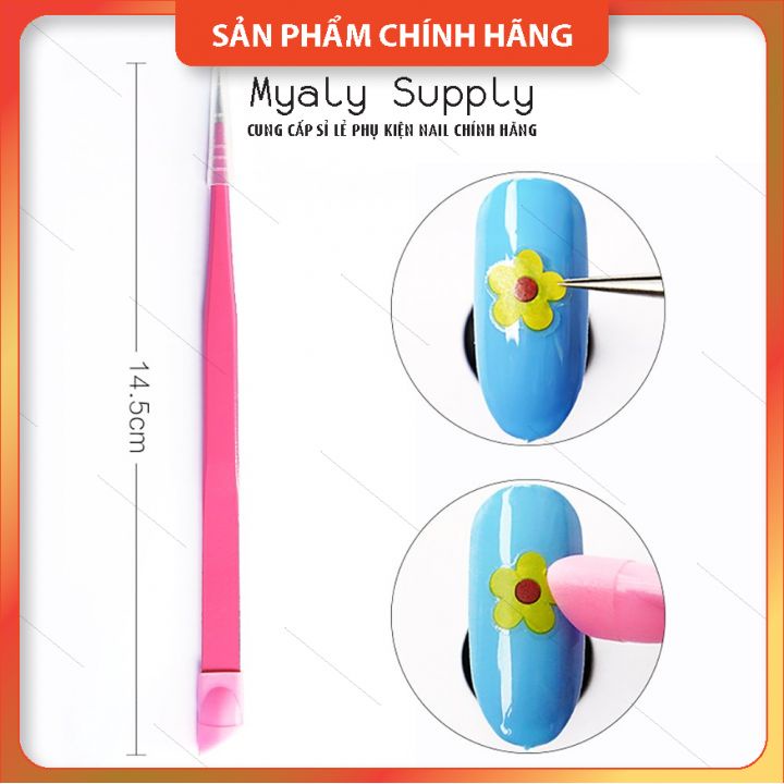 Nhíp Gắp Đá Nail Có Đầu Silicon