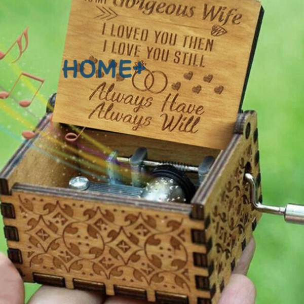 Ts tiktok To My Wife Engraved Wood Music Box Anniversary Valentines' Gifts Tik Tok