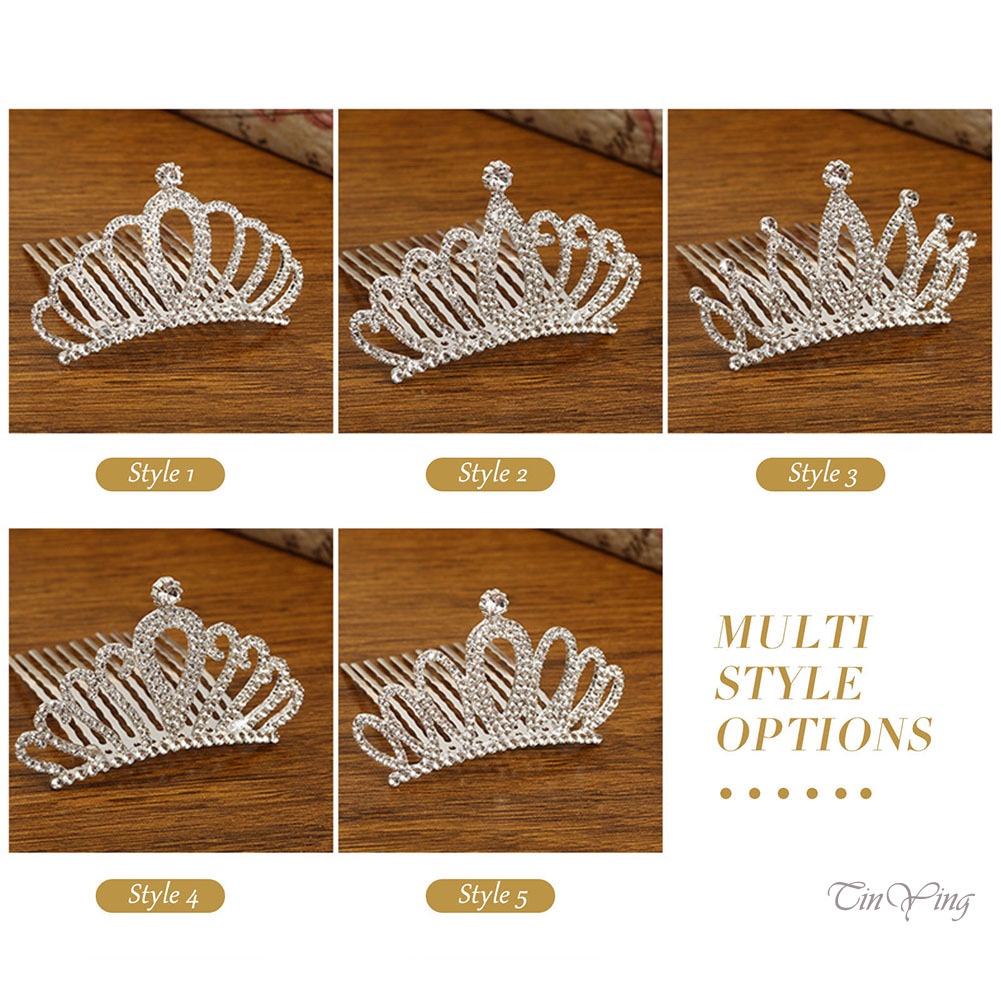 GETNOIVAS 1 Lược Cài Tóc Đính Đá Hình Vương Miện Dễ Thương Cho Bé Gái