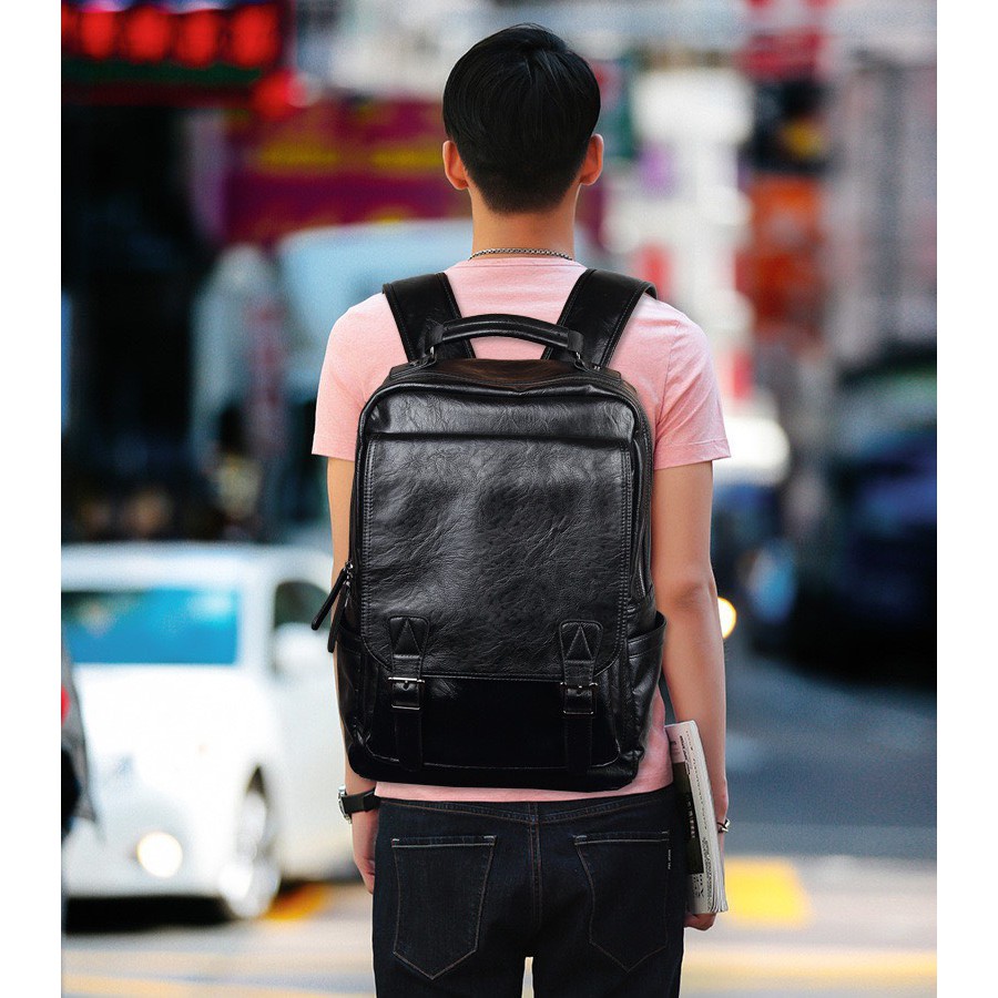 Balo Da Nam Hàn Quốc - Balo Thời trang Nam - Đựng laptop