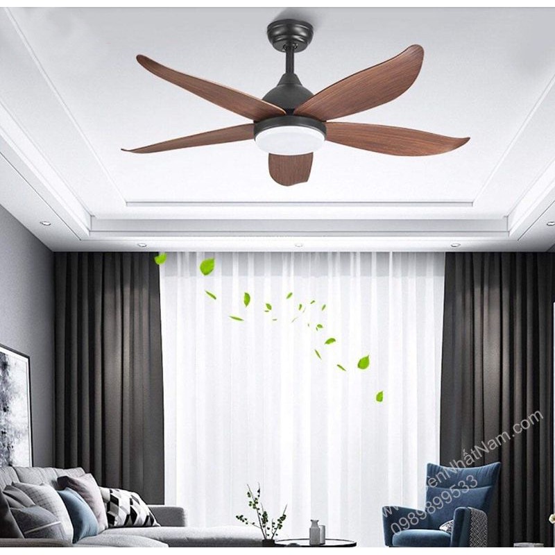 Quạt Trần Đèn Động Cơ DC Lõi Đồng [Tặng Kèm Móc Cao Su Treo Trần ] Có 6 Tốc Độ Gió,Sải Rộng Cánh 1m32,Đèn Led 3 chế độ s | BigBuy360 - bigbuy360.vn