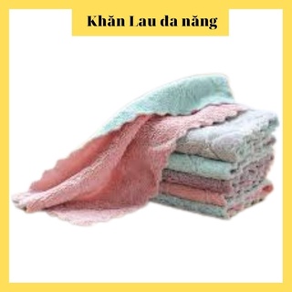 Set 10 khăn lau đa năng, khăn lau bếp, khăn lau tay 2 mặt siêu thấm 27x16cm