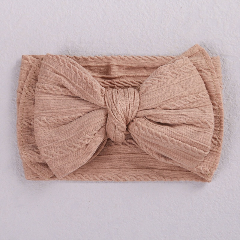 Băng Đô Đan Sợi Nylon Co Giãn Đính Nơ Dễ Thương Cho Bé Gái