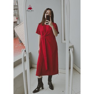Váy Suông Dáng Dài Thắt Nơ Eo Lệch