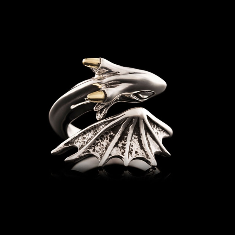 Nhẫn Hở Hình Rồng Bằng Hợp Kim Phong Cách Gothic Punk Cổ Điển Có Thể Điều Chỉnh