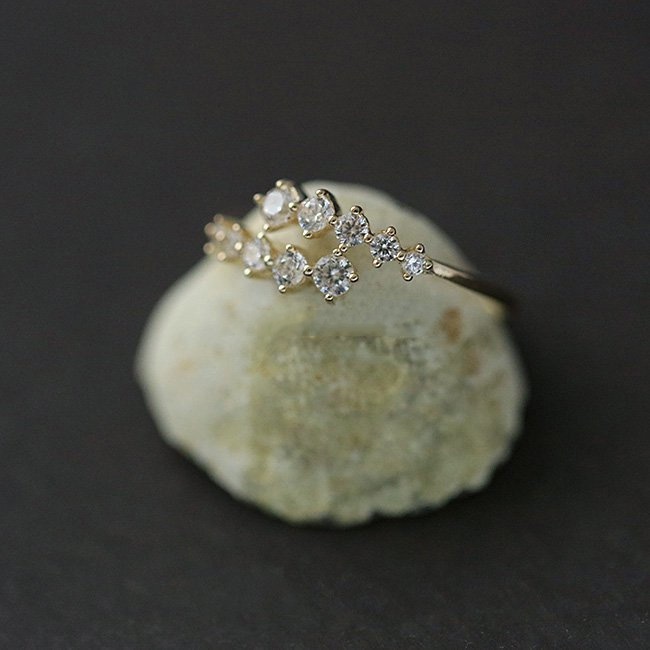 Nhẫn Đính Hôn Thép Titan Mạ Vàng Đính Đá Zircon Đơn Giản Thời Trang Hàn Quốc Cho Nữ