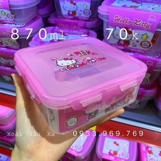 Hộp nhựa lock&lock 4 khoá cài hoạt hình Hello Kitty