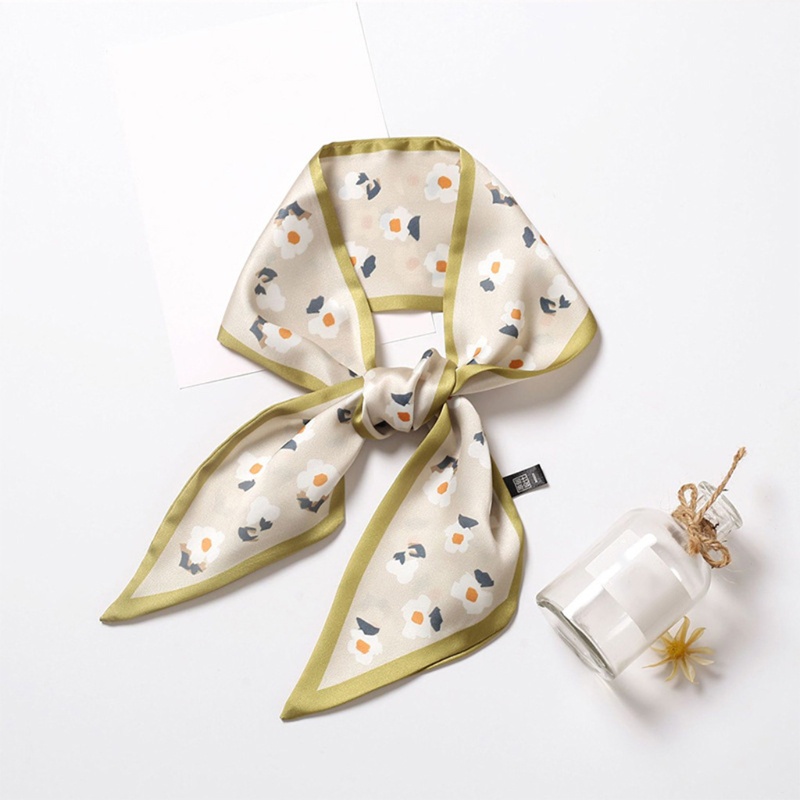 Khăn choàng cổ dài bằng lụa họa tiết hoa phong cách Hàn Quốc cổ điển cho nữ