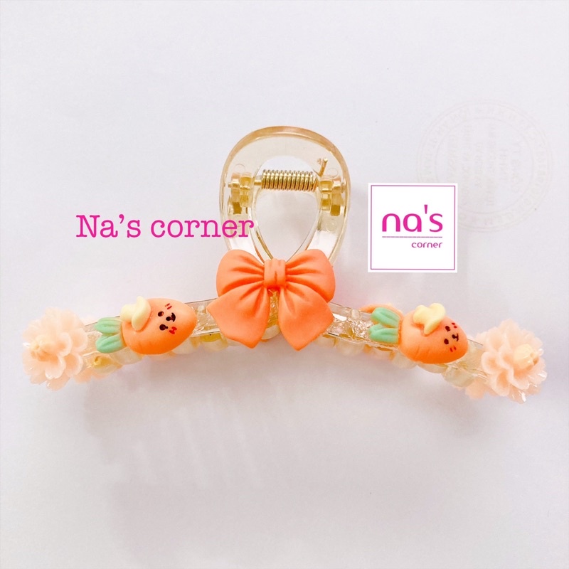 Gấp tóc nhựa trong kẹp gắp tóc càng cua đính hoa nơ gấu thỏ