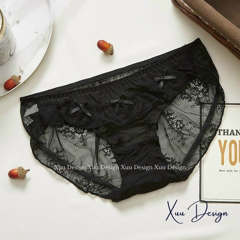 Quần lót nữ xuyên thấu phối ren nơ gợi cảm thông thoáng - Wexuu Design QC70