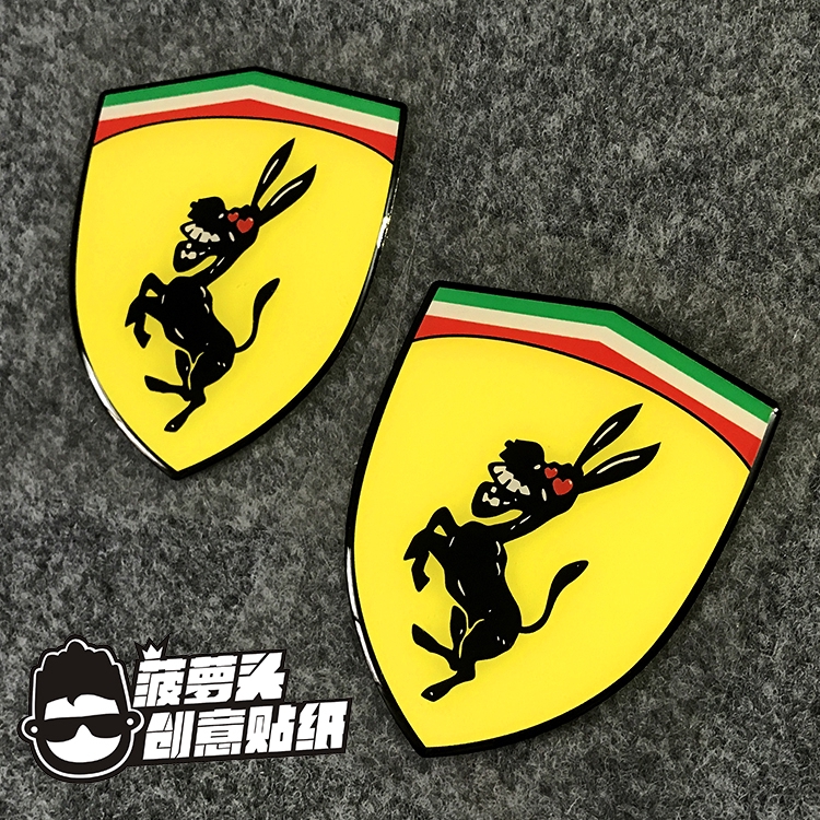 Miếng Dán Logo Ferrari Hình Chú Lừa Vui Nhộn Trang Trí Xe Hơi