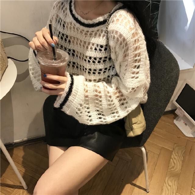 Áo Dệt Kim Form Rộng Phong Cách Hàn Quốc Xinh Xắn Cho Nữ