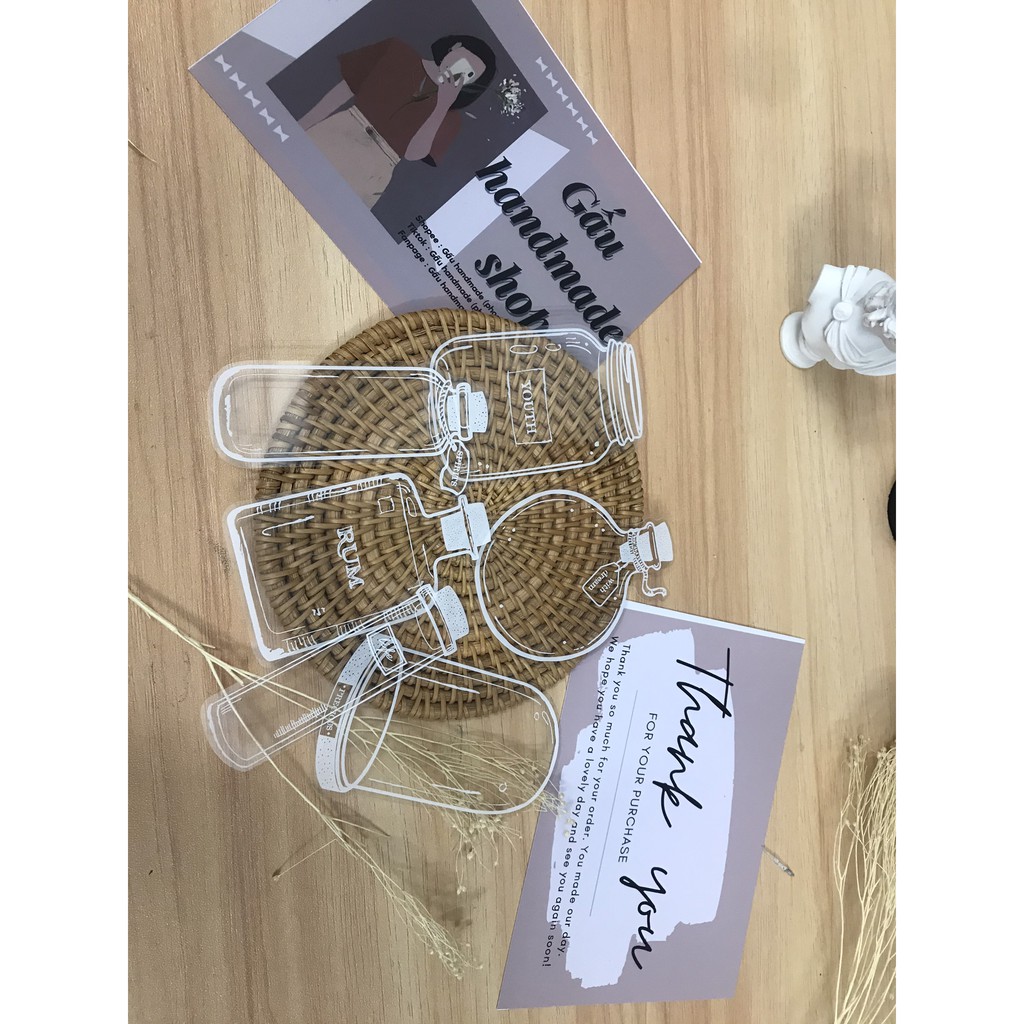 Set 18 miếng Sticker chai lọ trong suốt JM16