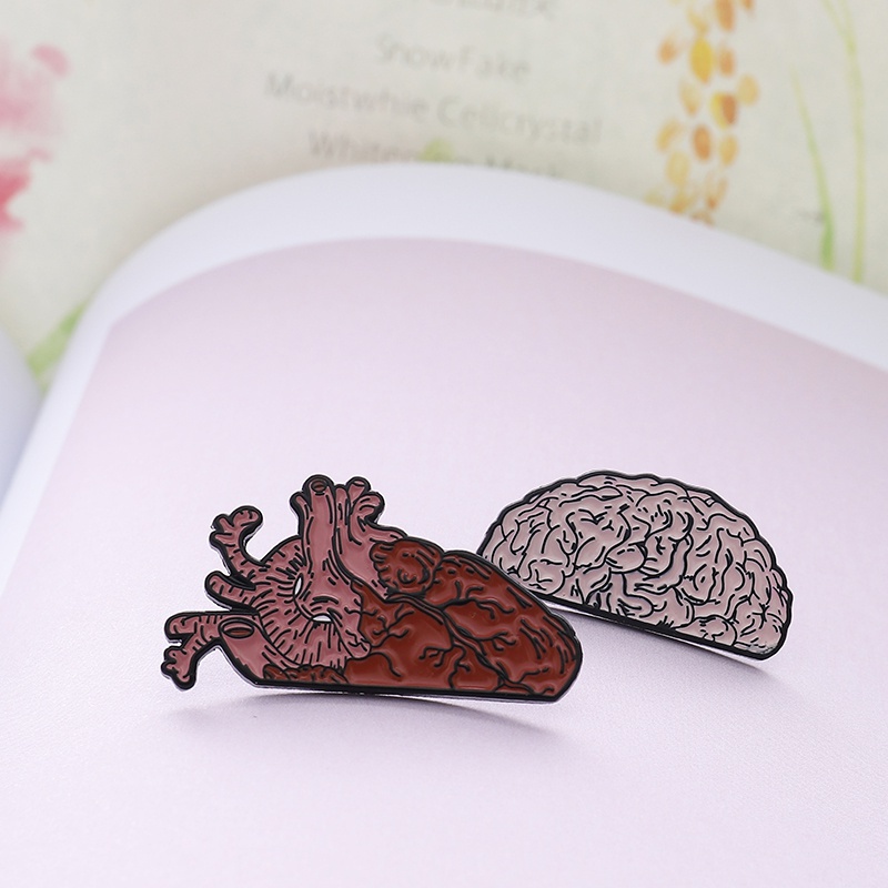 Ghim Cài Áo Hình Bộ Não Và Trái Tim Dễ Thương