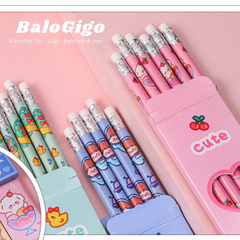 Hộp 6 cây bút chì cute dễ thương BC999 - BaloGigo