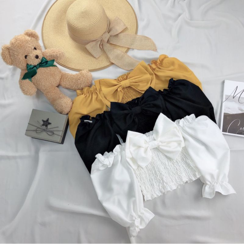 ÁO NHÚN TAY BỒNG NƠ TO ẢNH THẬT