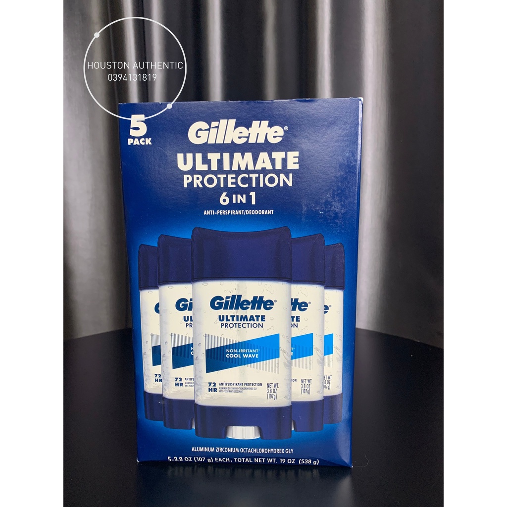 Lăn khử mùi nam dạng Gel Gillette Ultimate Protection 6 in 1 Anti-perspirant _ Live mua tại Mỹ