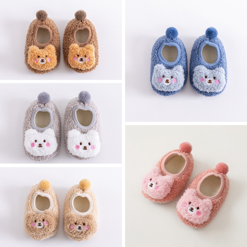 Giày Vớ Cotton Thoáng Khí Thoải Mái In Họa Tiết Gấu Hoạt Hình Dễ Thương Cho Bé Sơ Sinh Walkers