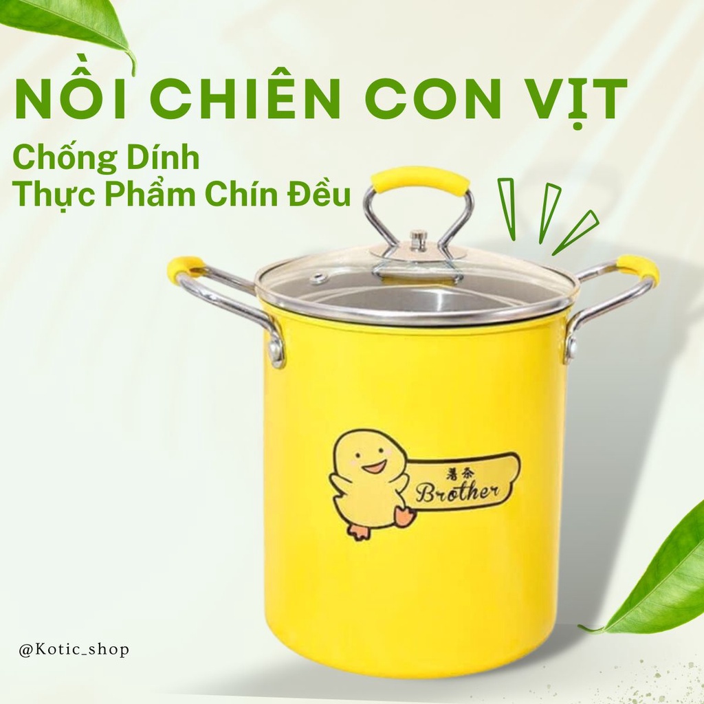 Nồi Chiên Ngập Dầu Hình Con Vịt Bếp Chiên Inox Đa Năng Bền Đẹp Không Gỉ Tiết Kiệm Dầu Chín Đều Thực Phẩm Kotic_shop