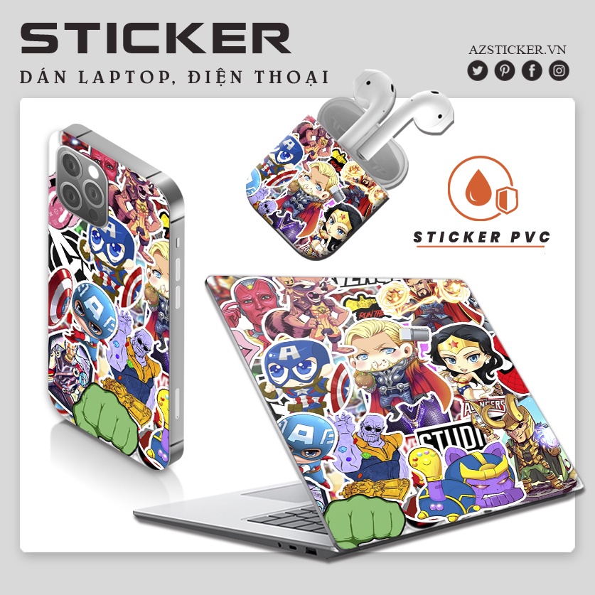 Sticker  Marvel Chipi | Dán Nón Bảo Hiêm, Điện Thoại, Laptop, Bình Nước...Chống Nước, STK112-50