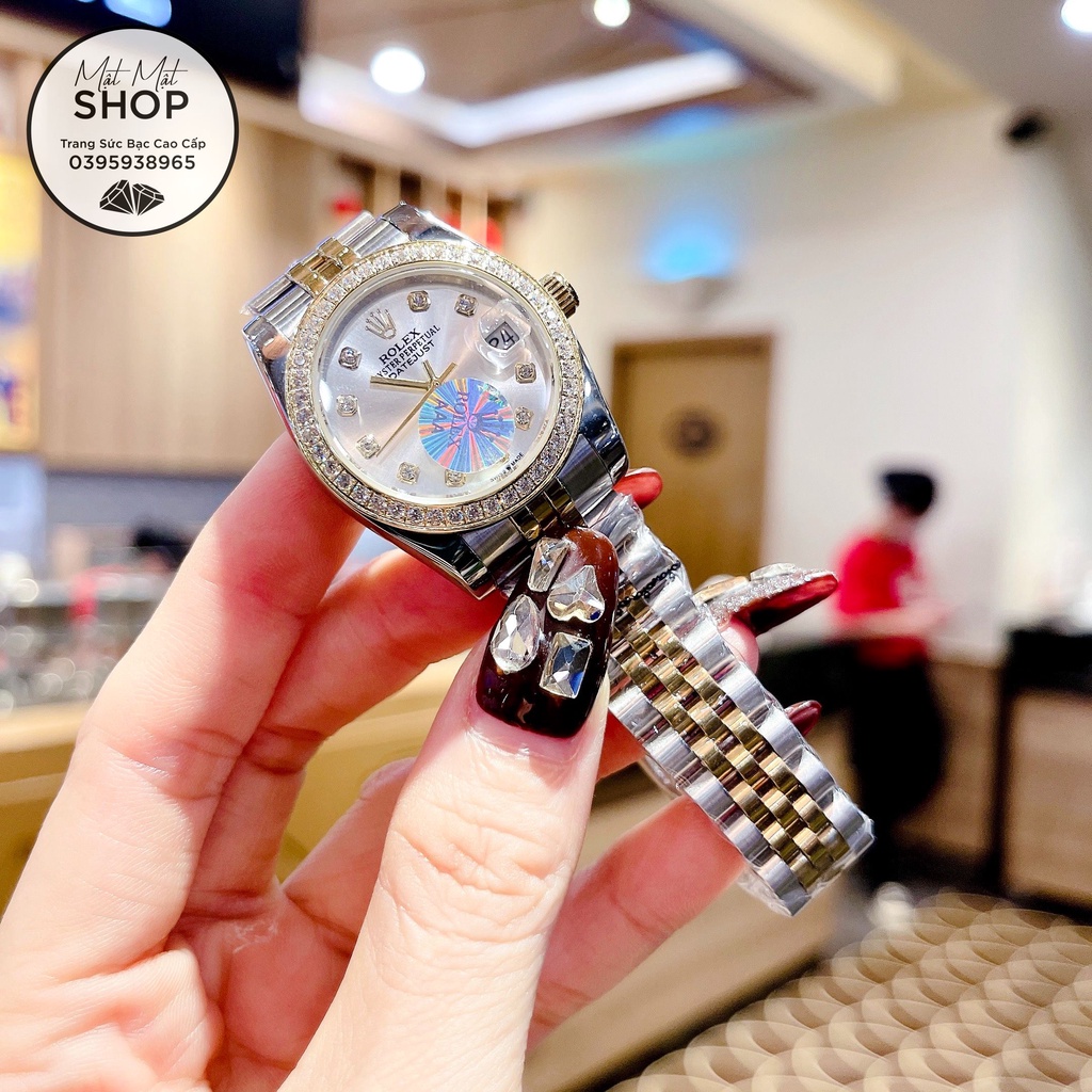 Đồng hồ nữ Dòng Rolex tem 7 màu nay về demi mặt trắng trơn