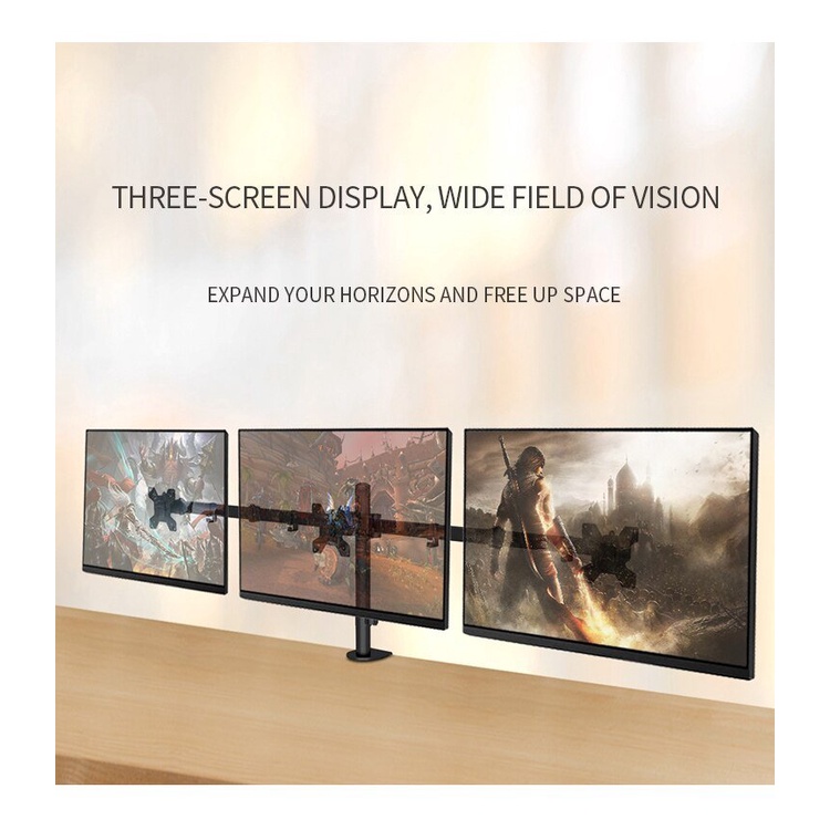 Giá treo, cột treo 3 màn hình máy tính ngang kẹp bàn M083, arm màn hình 13-27 inch xoay màn hình 360 độ