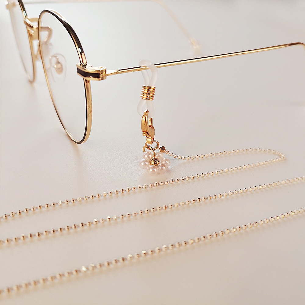 Anti-Lost Eyeglass Strap Beaded with Pearls And Chrysanthemums New Korean Style