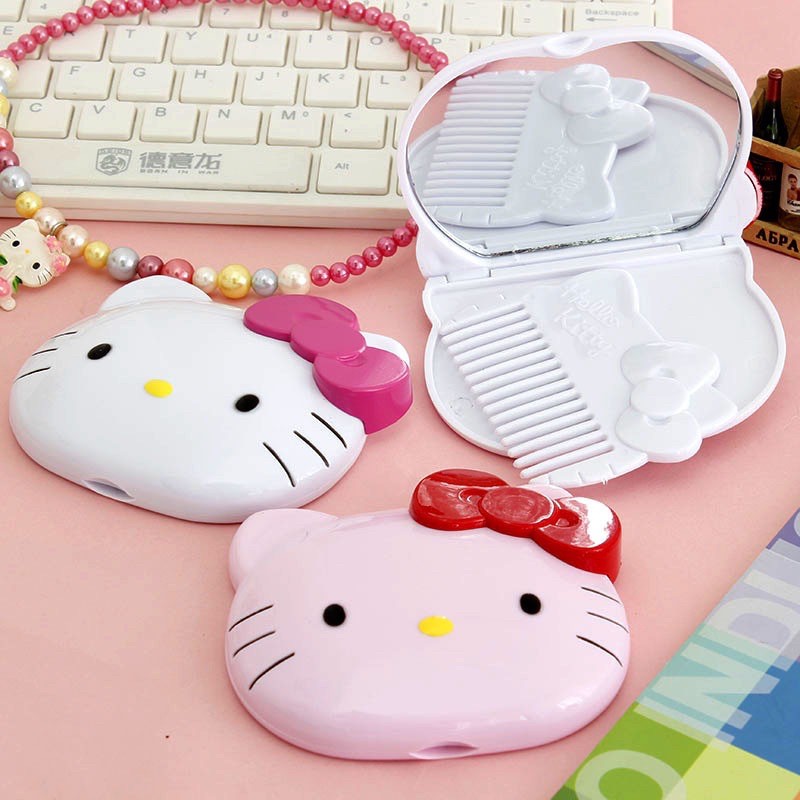 Gương trang điểm ✨ FREESHIP ✨ bỏ túi kèm lược Hello Kitty