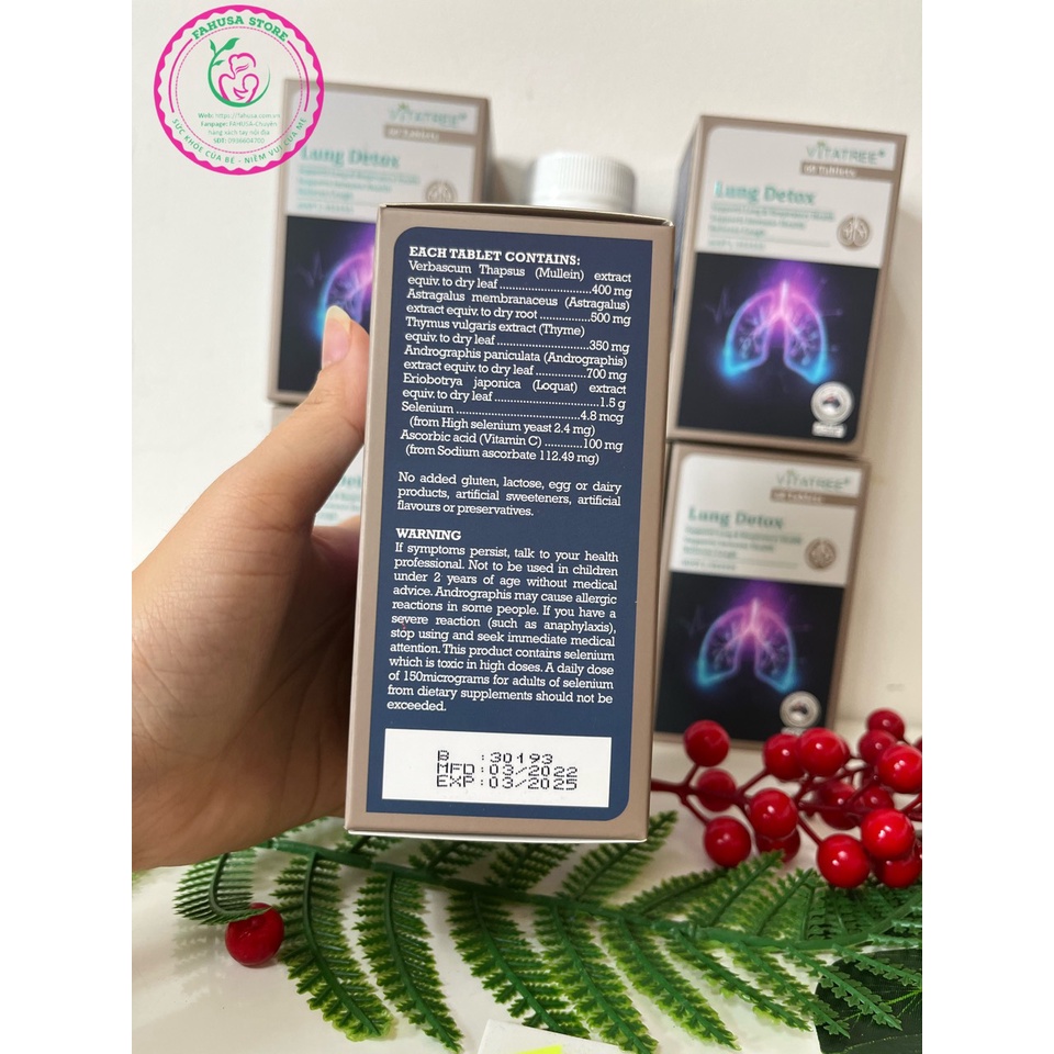 {XẢ KHO} VIÊN THẢI ĐỘC PHỔI LUNG DETOX VITATREE 60 VIÊN DATE 2025