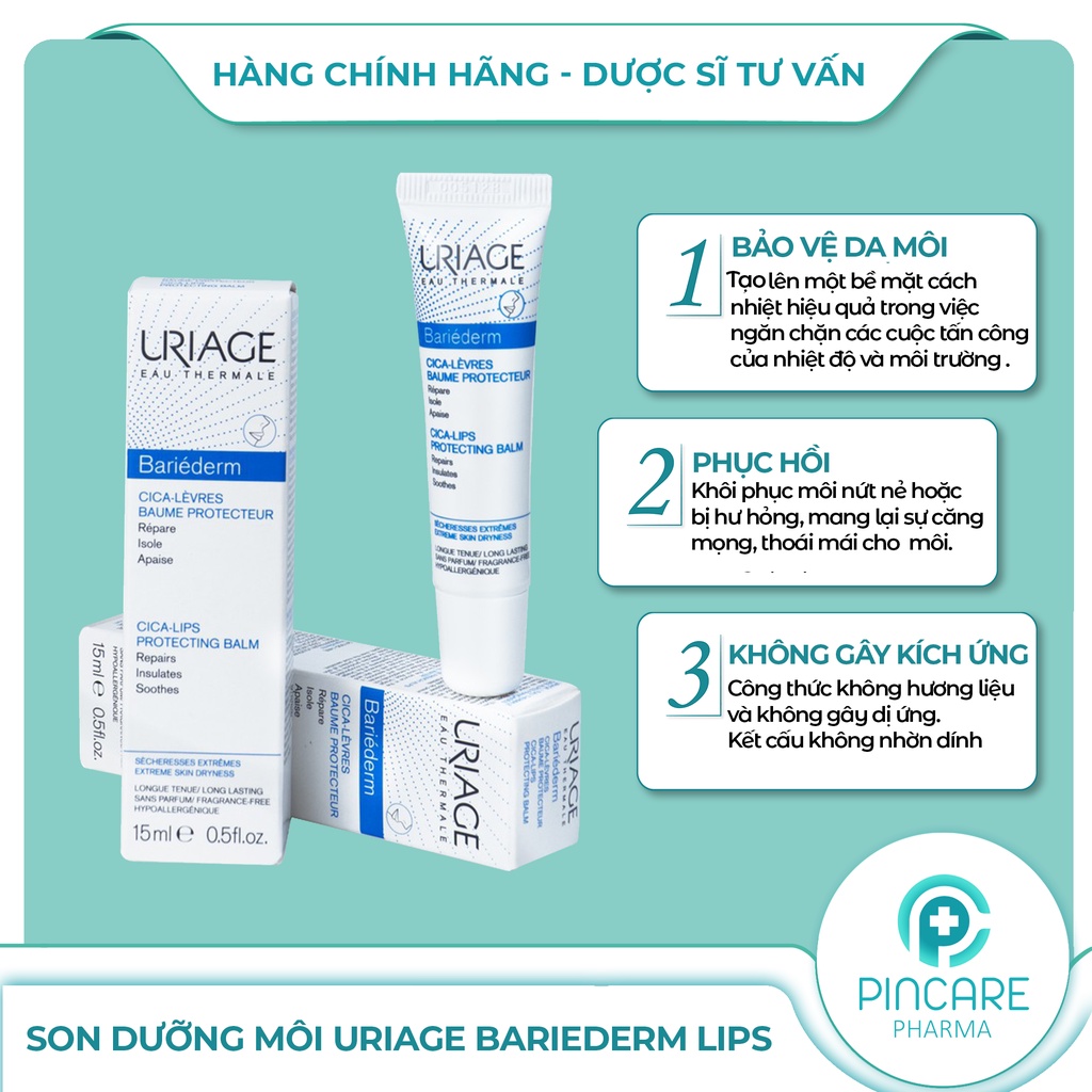 Son dưỡng môi Uriage Bariederm Lips - Hàng chính hãng - Nhà thuốc PinCare