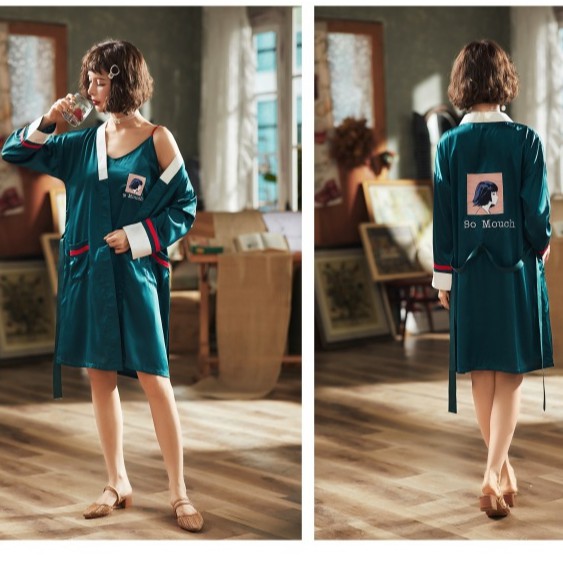 Đầm Hai Dây Kèm Áo Choàng Ngủ ✽ Lụa Mềm ✿ ❊ Ivysweethome Sang Trọng IVY151