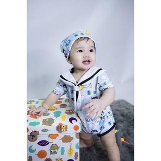 Bộ Bodysuit Hải Quân Rơi Gấu Máy Bay Cho Bé - Mihababy - BDSTNHAIQUAN_ROIGAUMAYBAY
