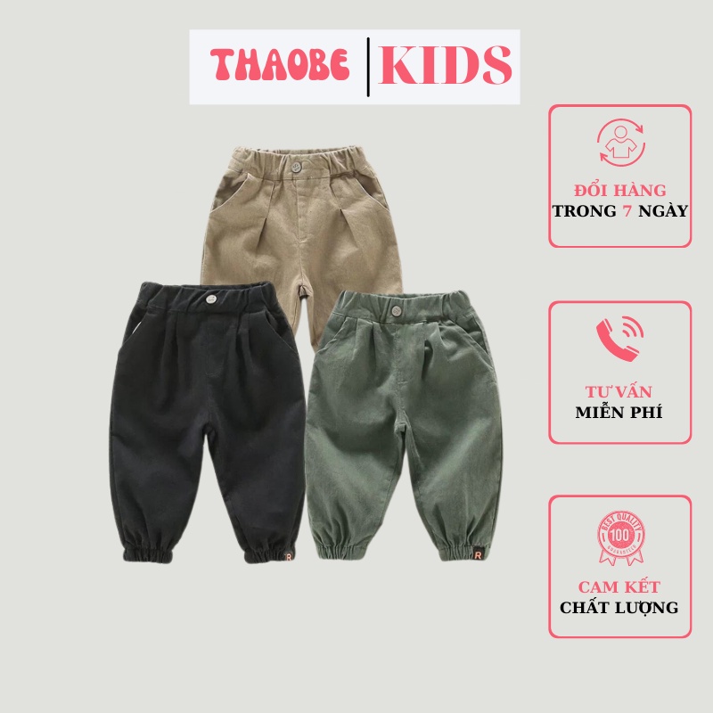 Quần Kaki Dài Cho Bé Trai Và Bé Gái  Quần Jogger Cho Trẻ Em Cân Nặng Từ 8 đến 32kg Thời Trang Trẻ Em THAOBE KIDS