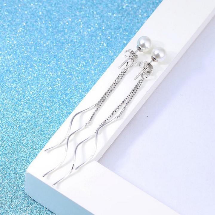 Khuyên tai hạt thả tua rua phong cách mới lạ độc đáo thiết kế thời trang bông tai Hàn Quốc dễ thương