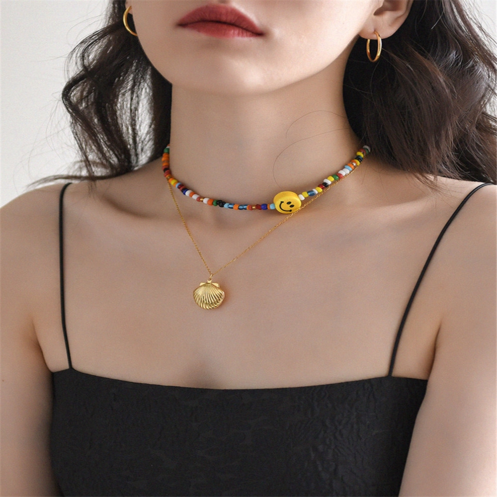 vòng cổ Mặt Đá Nhiều Màu Sắc Phong Cách Bohemian