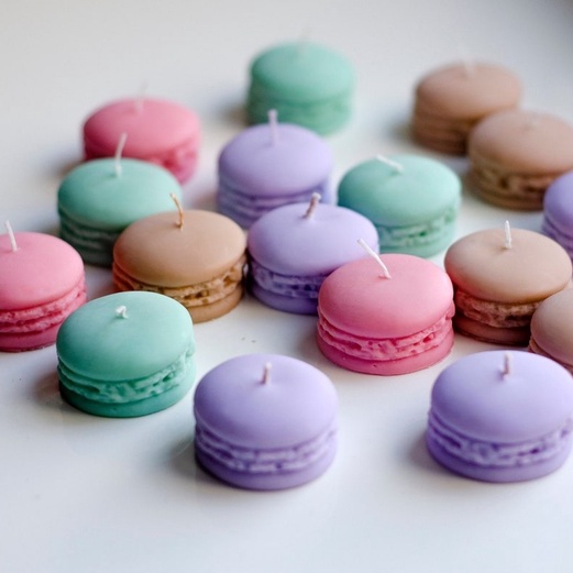 Nến Thơm Cao Cấp Mini Hình Bánh Macaron Siêu Rẻ Siêu Xinh Hương Vani kích thước 3.5x2.9 cm | Oube Candle NT63